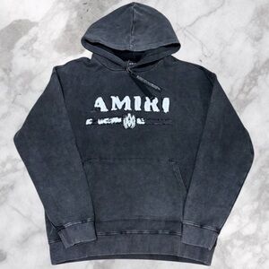 Brand New Grey Amiri Ripped Logo Hoodie Mens Medium